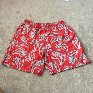 Red and Blue design lightly used swim trunks